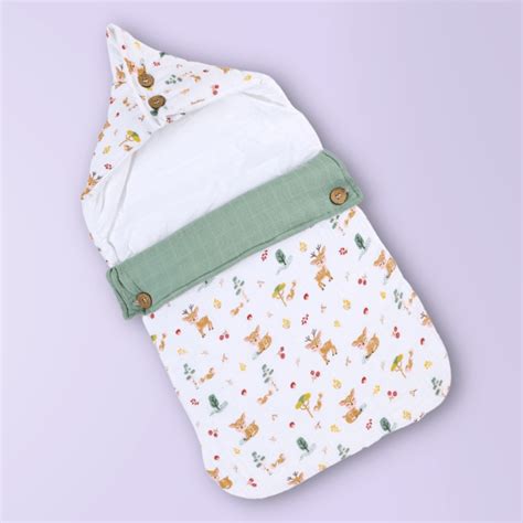 Whimsical Woodland Muslin Carrier Nest / sleeping bag , 0-12 Months ...