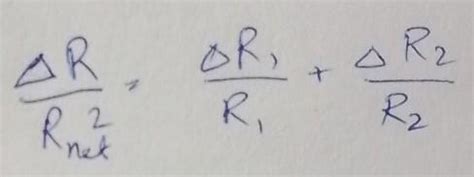 two resistances R1 = (15 +- 0.3) ohms are two equal to R2 = (48 +- 0.5 ...