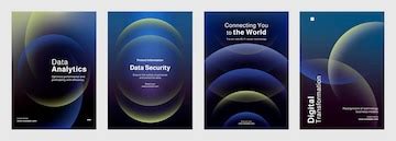 Set of four data technologythemed posters showcasing digital data ...