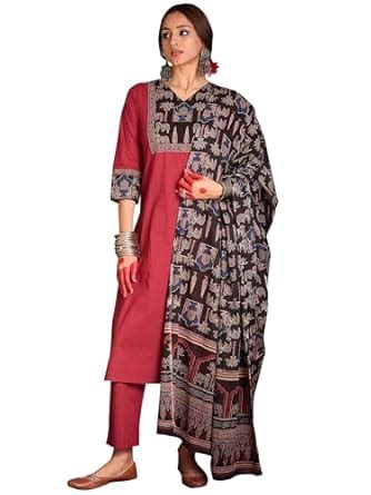 Buy INDO ERA Women's Straight Pure Cotton Quirky Self Design Kurta ...