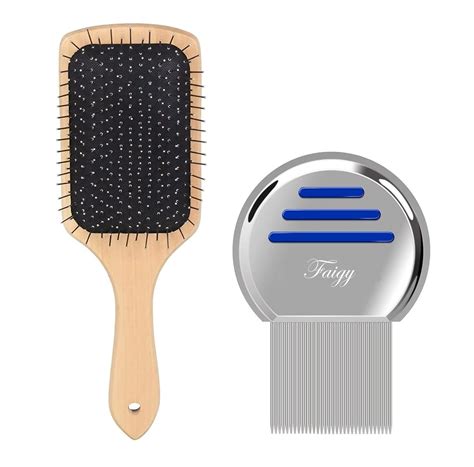 Buy Faigy Wooden Paddle Brush with Lice Comb For Women And Kids ...