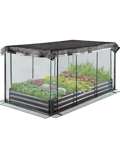 Quictent Galvanized Raised Garden Bed with Crop Cage Plant Protection ...