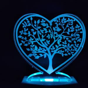 HEART TREE Acrylic 3D Illusion RGB 7 Colour Changing LED Plug and Play ...