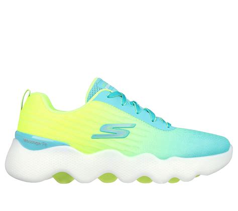 Skechers Turquoise/Lemon Go Walk MassageFit Womens Lace Up Shoes ...