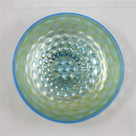 Antique Westmoreland Blue Opal Pearly Dots Carnival Glass IC Bowl ...