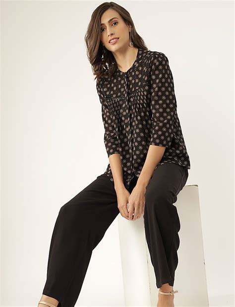 Buy Viscose Mix Printed Round Neck Top at Marks & Spencer