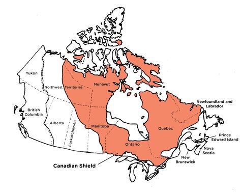 Physical Map Of Canada Canadian Shield
