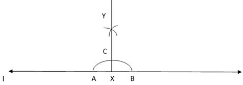 Draw a line l and a point X on it. Through X, draw a line segment XY ...