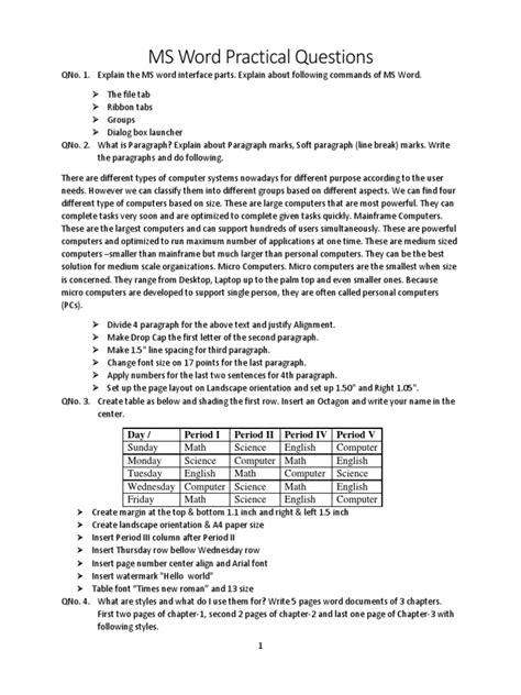Image result for Computer Practical Questions Based On MS Word