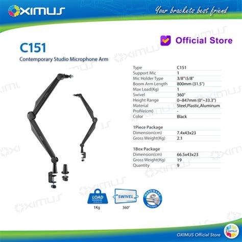 Jual Professional Suspension Boom Microphone Arm Armoured Studio ...