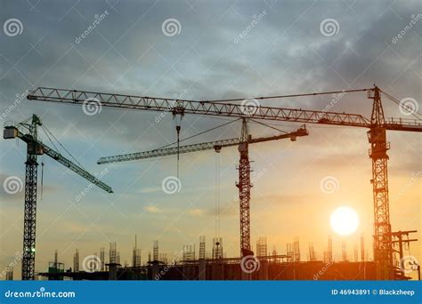 Construction Crane on Sunset Stock Image - Image of metal, crane: 46943891