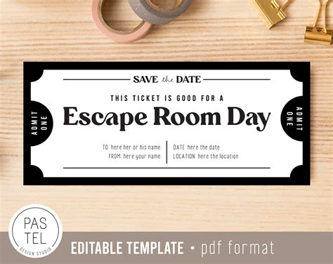 Escape Room Gift Coupon INSTANT DOWNLOAD Editable Text - Etsy