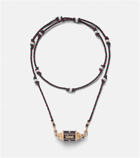 Knock on Wood 18kt gold locket necklace with diamonds in gold - Marie Lichtenberg | Mytheresa