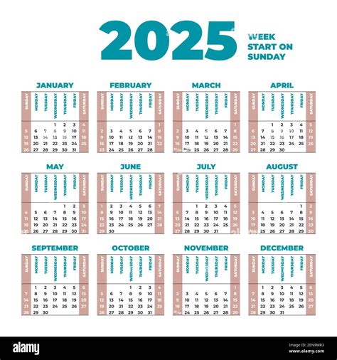 Work Week Calendar 2025