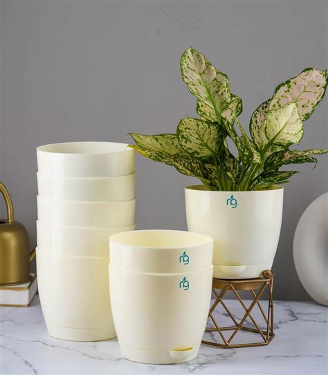 Nurturing Green® Combo of 8 Self Watering Flower Pots for Living Room ...