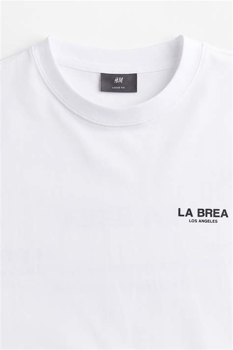 Loose Fit Printed T-shirt - White/La Brea - Men | H&M IN