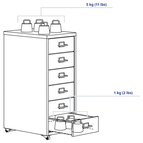 HELMER drawer unit on castors, white, 28x69 cm (11x271/8") - IKEA