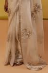 Buy Off White Silk Organza, Handloom Fabia Floral Embroidered Saree ...