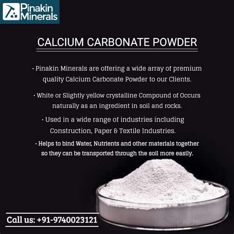 White Calcium Carbonate Powder - Purity 96%-99% | Versatile Application ...