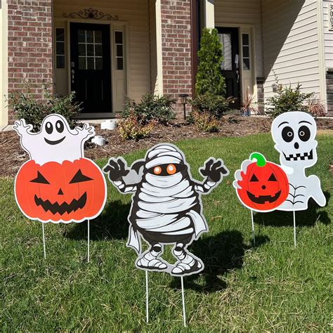 Amazon.com : 3PCS Yard Signs for Halloween Props Yard Stakes Pumpkin ...