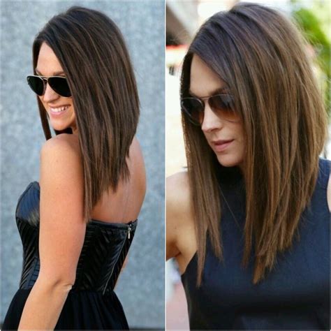 Long Angled Layered Bob Haircuts