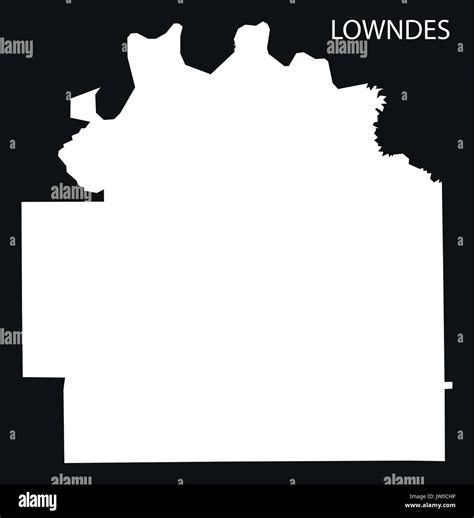 Lowndes county map of Alabama USA black inverted illustration Stock ...