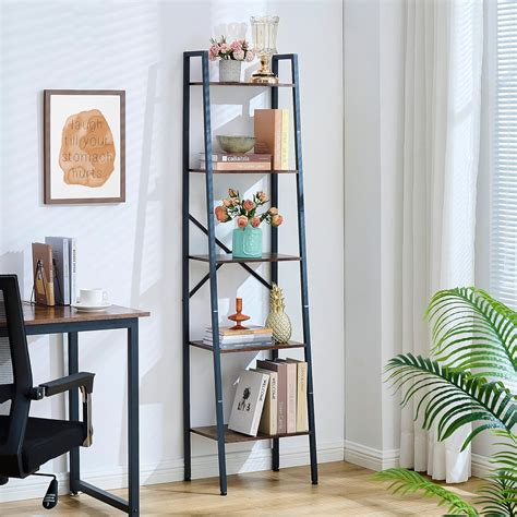 Buy Hoctieon Industrial Ladder Bookshelf, Multifunctional Ladder Shelf ...