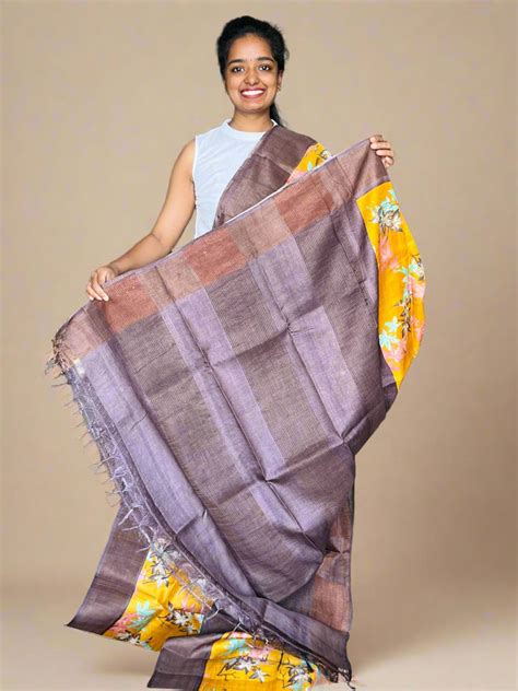 Buy Tussar Silk Sarees | Hand Block Printed Sarees | Handcrafted Sarees ...
