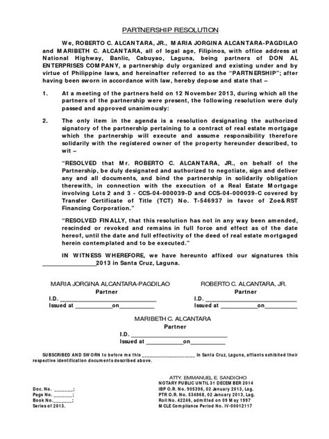 Partnership Resolution Sample 的图像结果