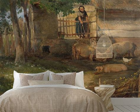 Pigs in a Barnyard, Guillaume Anne van der Brugghen on canvas, poster ...