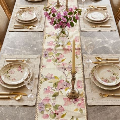 Floral Printed Table Runner – Soft Pink Dining Table Runner (12x68 ...