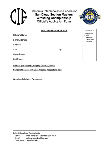 Fillable Online 2018 Masters Wrestling Official Application form Fax ...