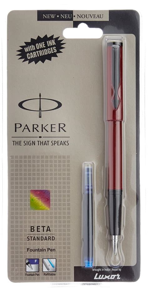 Parker Beta Standard Fountain Pen - Red Body, Blue Ink, Pack Of 10 ...