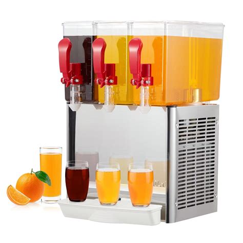 8 Gallons 30L 3 Tanks Commercial Beverage Dispenser, Refrigerated Beverage Dispenser Machine ...