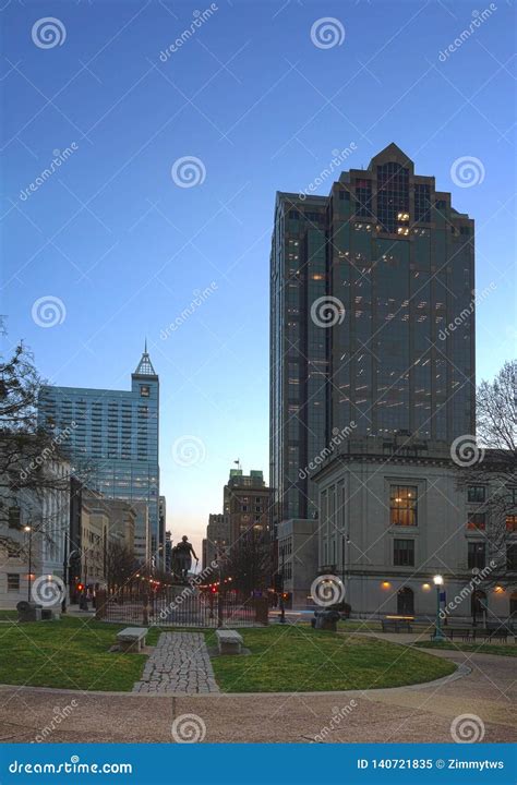 Fayetteville St in Downtown Raleigh NC Stock Image - Image of skyline ...