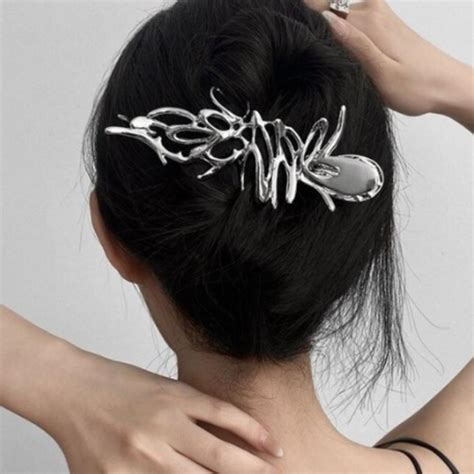 Liquid Mercury™ silver hair clip... - Depop