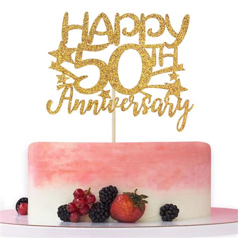 Buy Happy 50th Anniversary Cake Topper, 50th Wedding Anniversary ...
