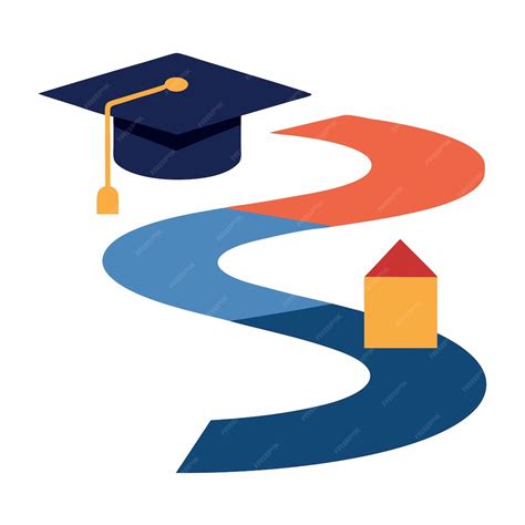 Pathway to Graduation Cap and Diploma Journey of Education and Success | Premium AI-generated vector