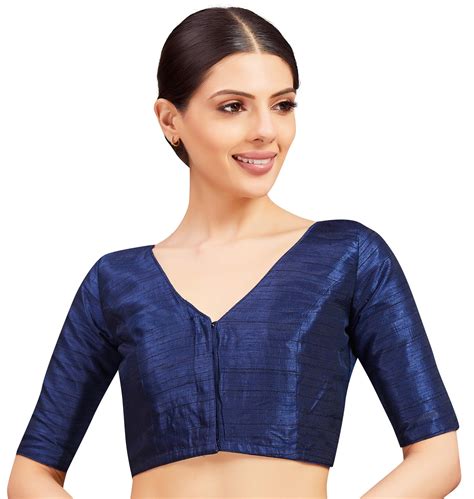 Women's Navy Blue Raw silk Blouse (Design 2721) – Studio Shringaar