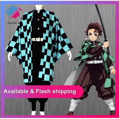 【Full Set】Tanjirou Costume Anime Demon Slayer Cosplay Tanjirou Kimetsu ...