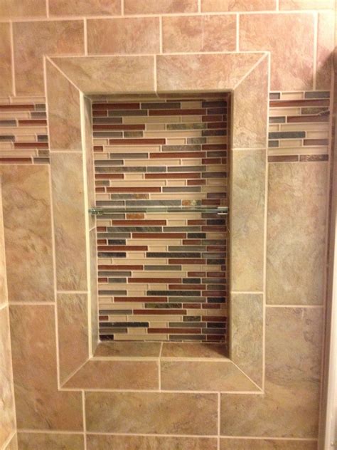 Beautifully designed recessed shelf Shower tile, Shower tile shelves