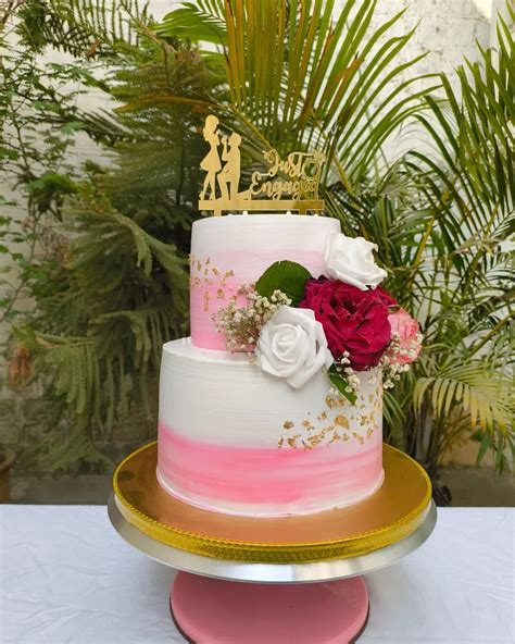Elegant Blush Engagement Cake – Cakepulse