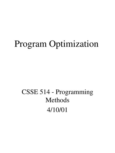 Image result for Program Optimization Examples