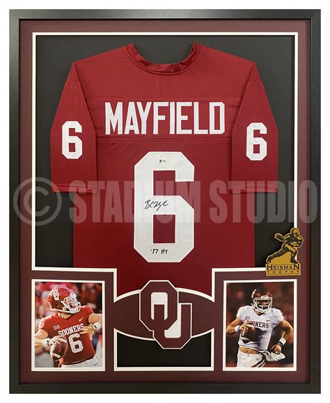 Baker Mayfield Autographed Framed Sooners Maroon Jersey - The Stadium ...