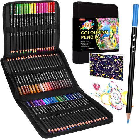 Lyuvie 60 Colouring Pencils Set,Professional Coloured Pencils with ...