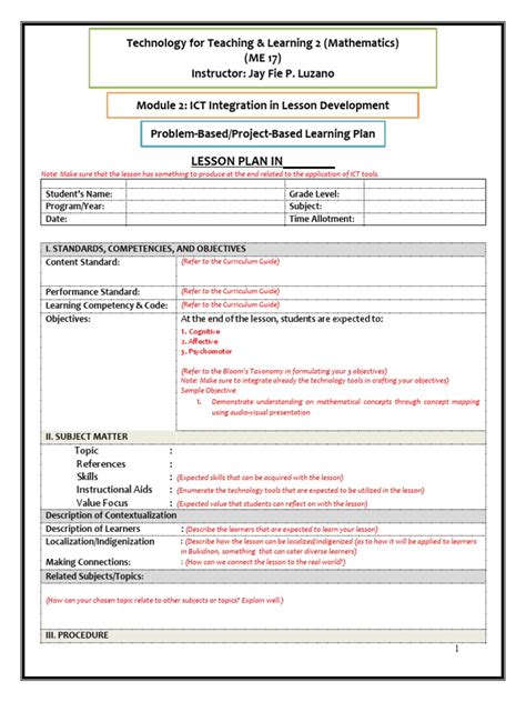 Image result for Problem Based Learning Plan Sample