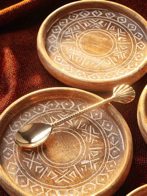 Serving Trays | Wood Carved Small Tray Set of 2 White