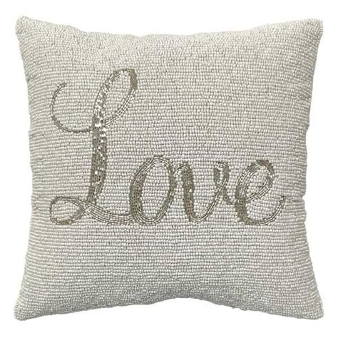 Willow Crossley Silver Love Beaded Throw Pillow, 12"