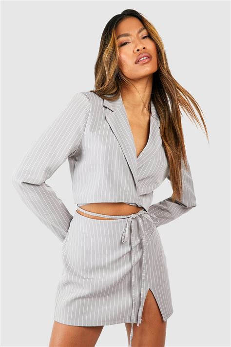 Pinstripe Split Front Micro Mini Skirt | Nasty Gal