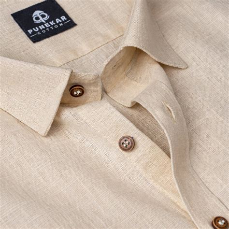 Beige Color Linen Formal Shirts For Men – Punekar Cotton